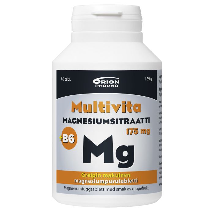Multivita Magnesiumsitraatti +B6 greippi 175mg/2mg 80 purutabl kuva 2