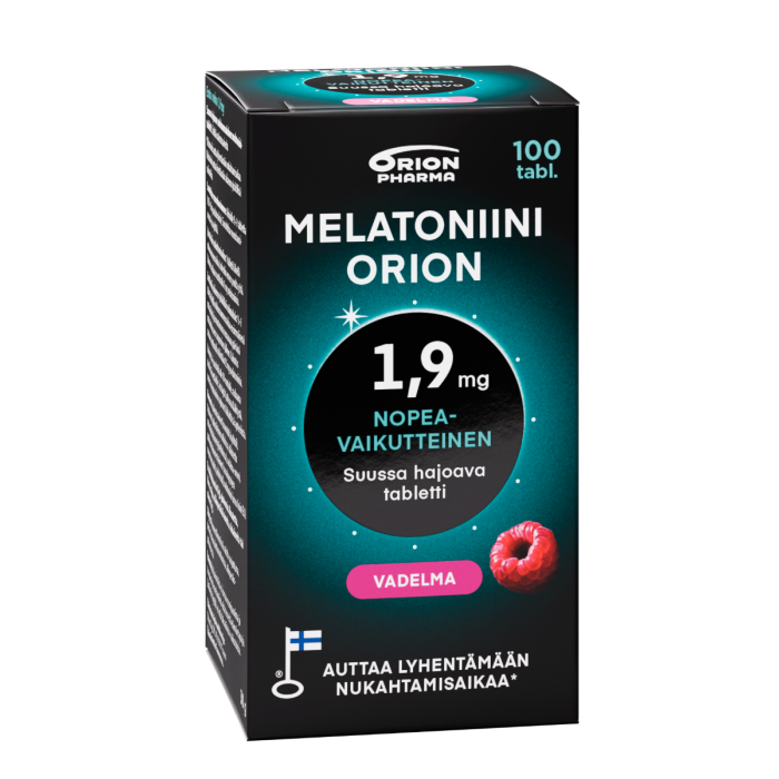 Melatoniini Orion 1,9 mg vadelma suussa hajoava tabletti 100 tabl kuva 1