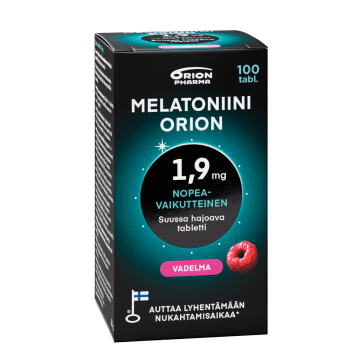 Melatoniini Orion 1,9 mg vadelma suussa hajoava tabletti 100 tabl