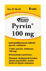 PYRVIN tabletti, kalvopäällysteinen 100 mg 6 kpl