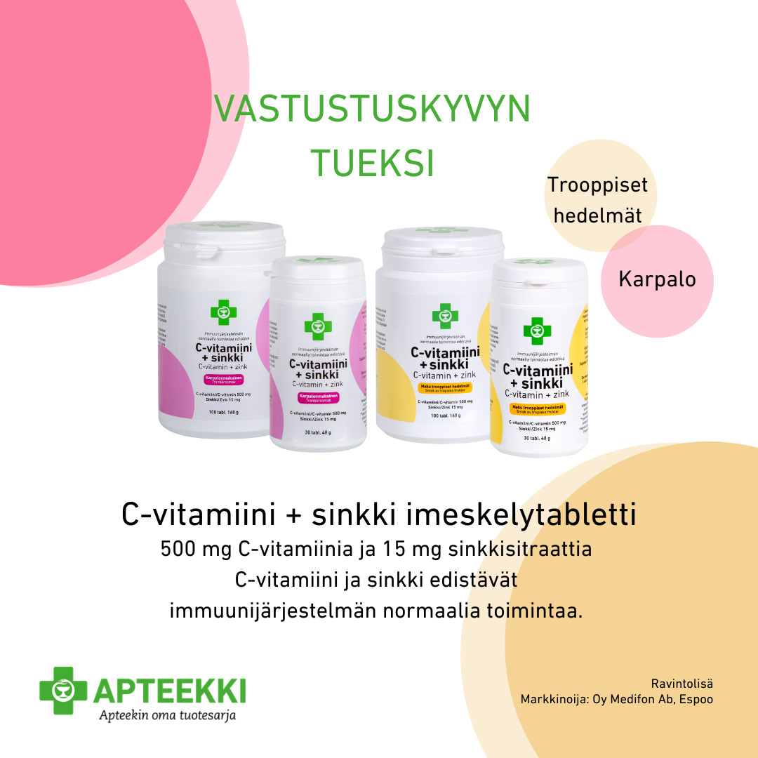 apteekki c-vitamiini + sinkki tabletit