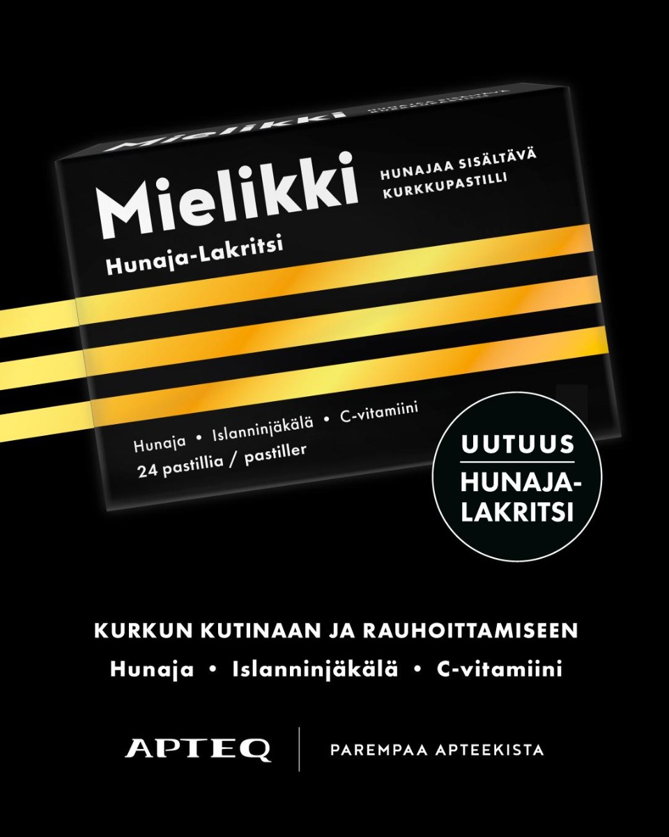 apteq mielikki hunaja-lakritsi yskänpastilli